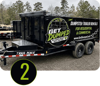 Dumpster trailer rental "Get Dumped" logo
