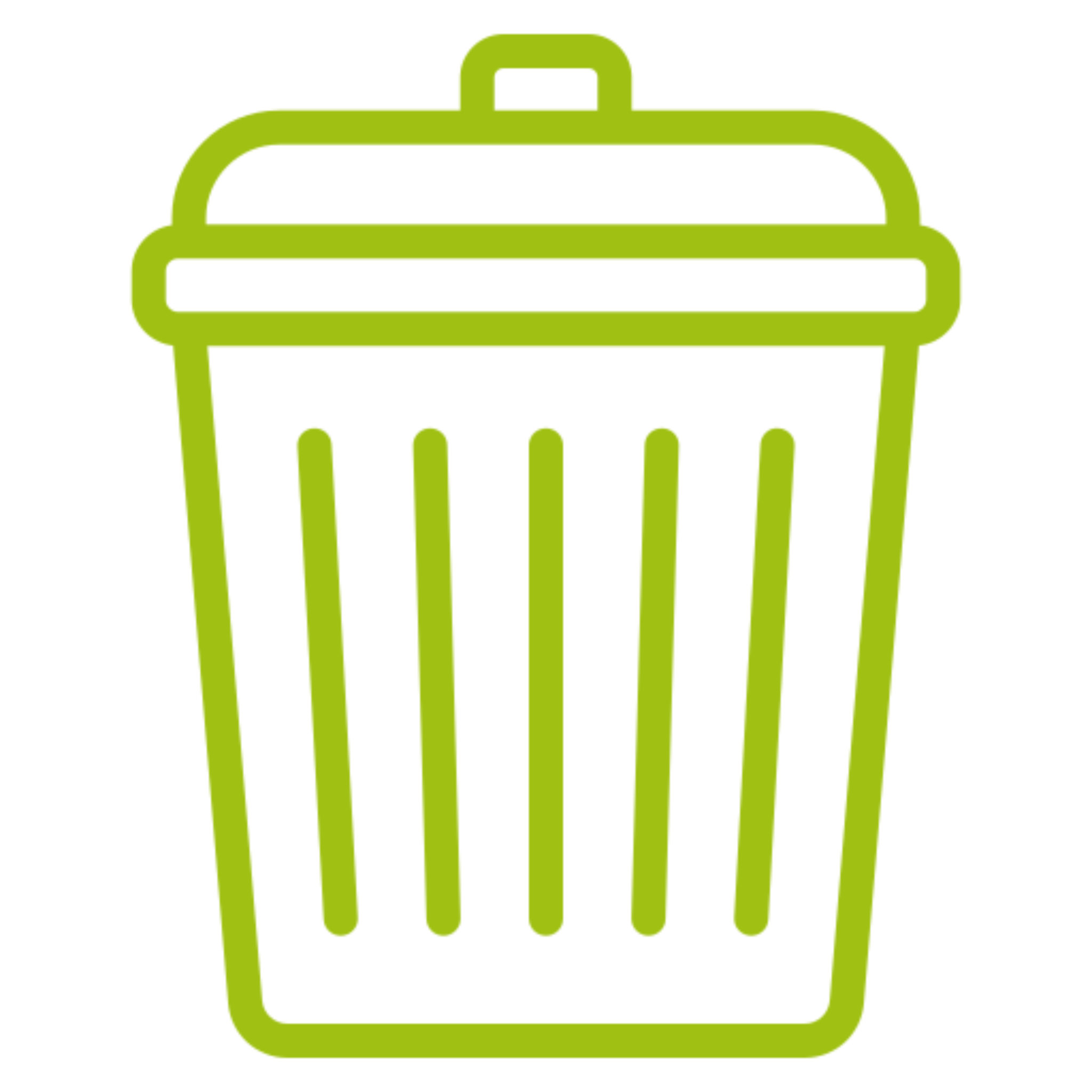 Green trash can icon on black background