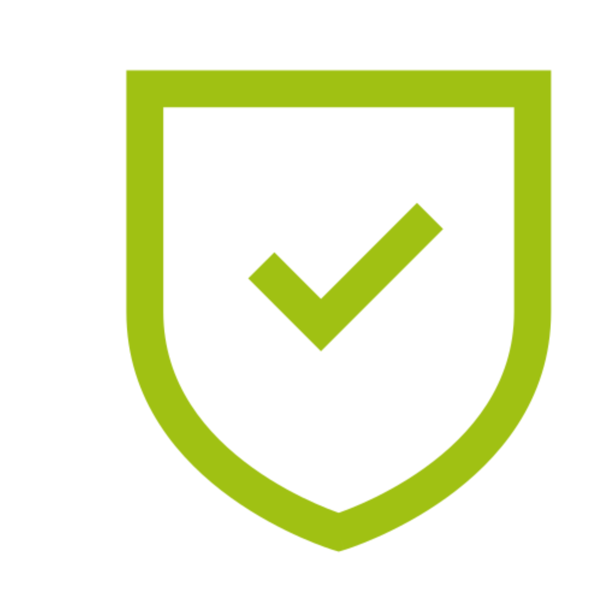 Green shield with checkmark on black background