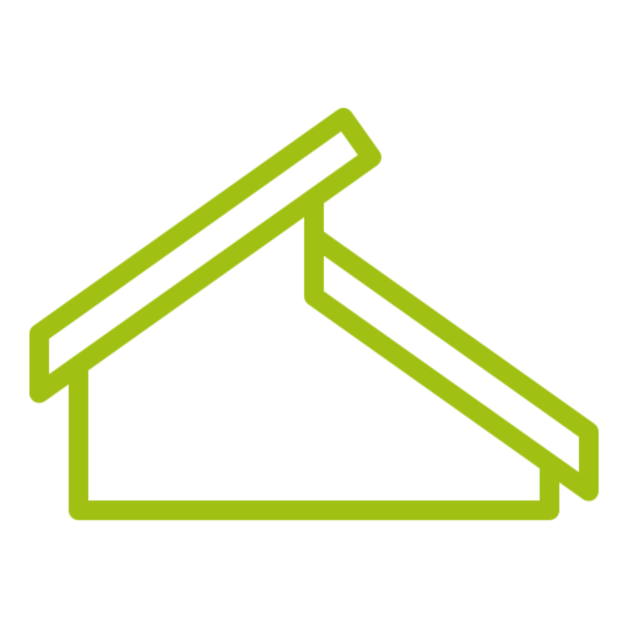 Lime green roof outline icon on black