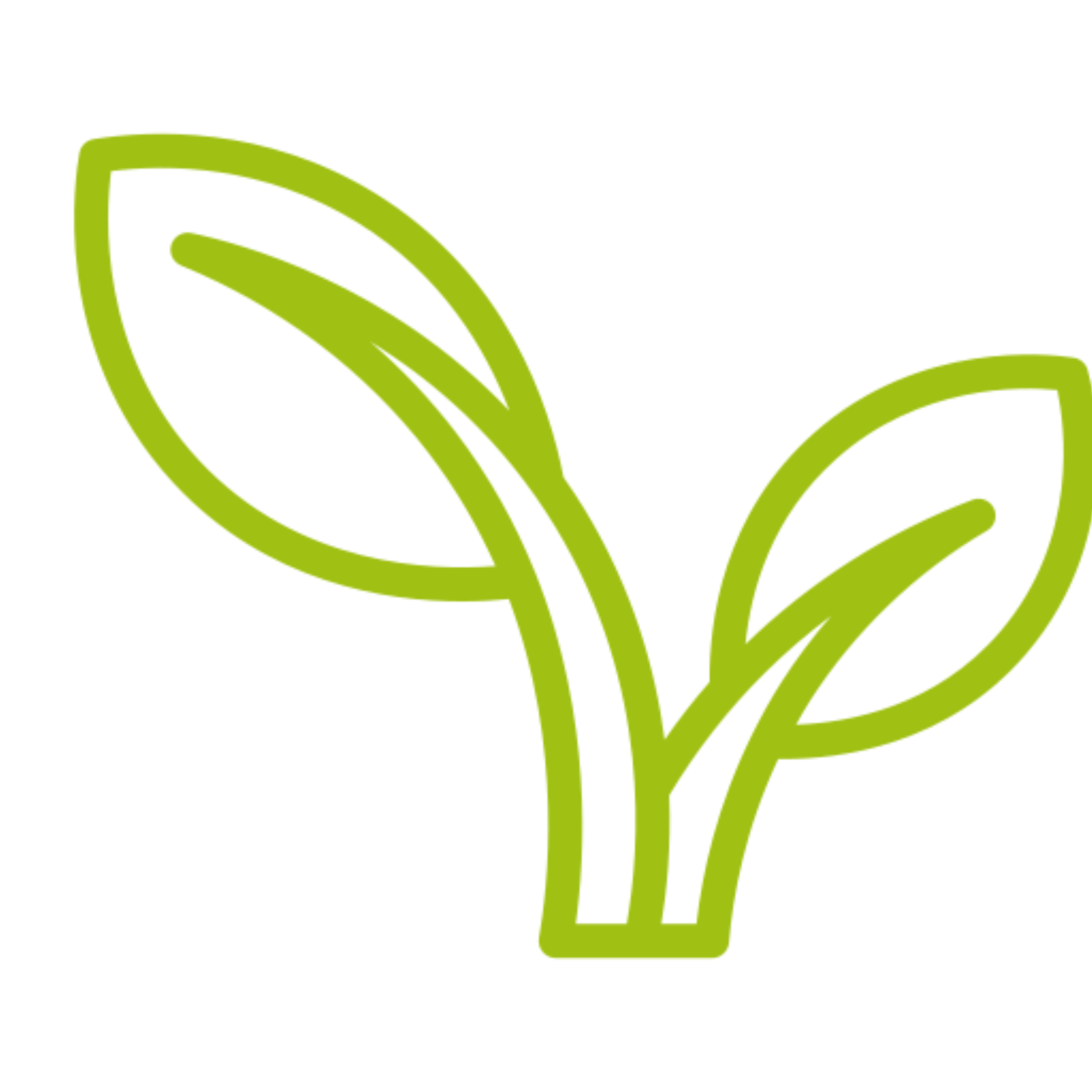 Green sprout icon on black background