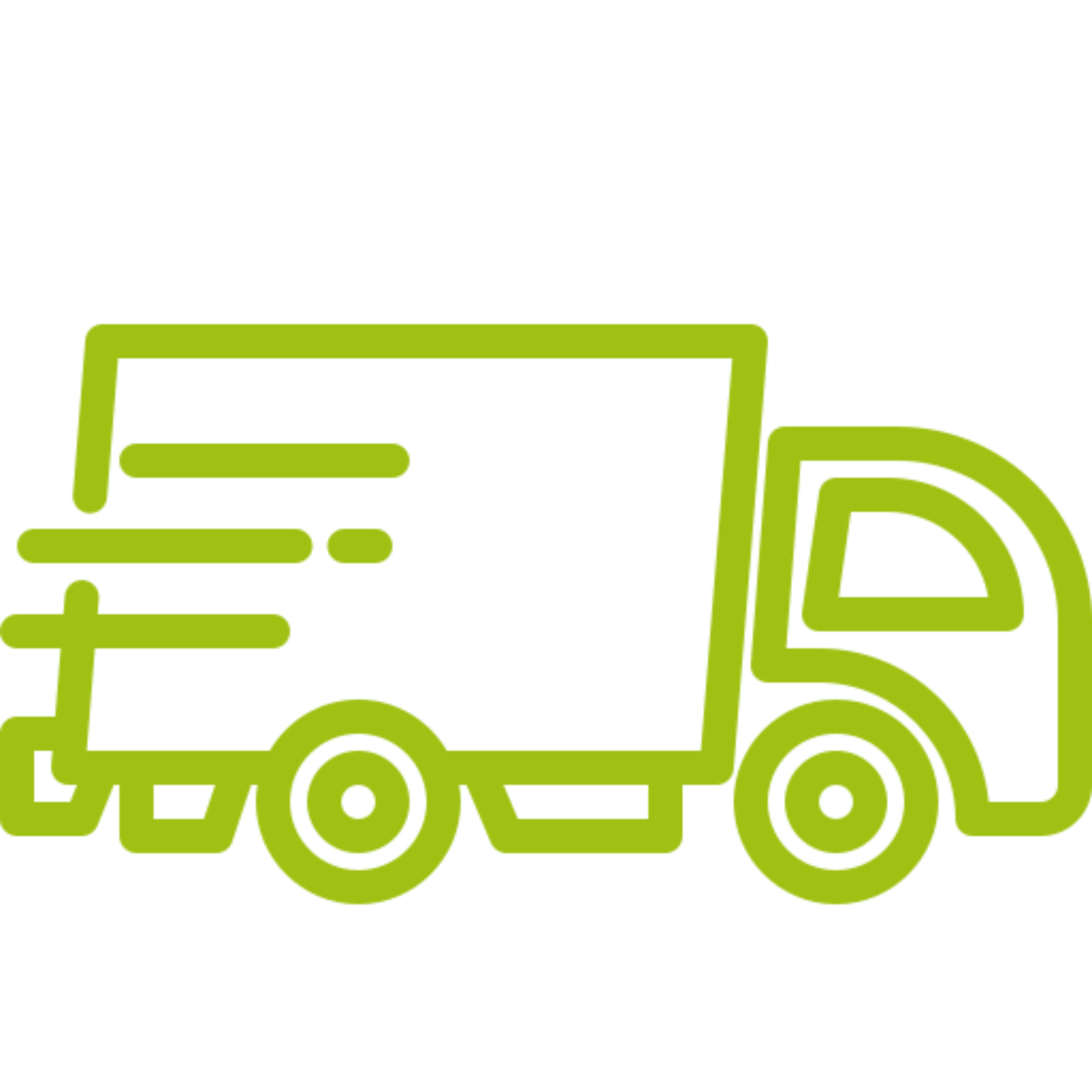 Green delivery truck icon with motion lines